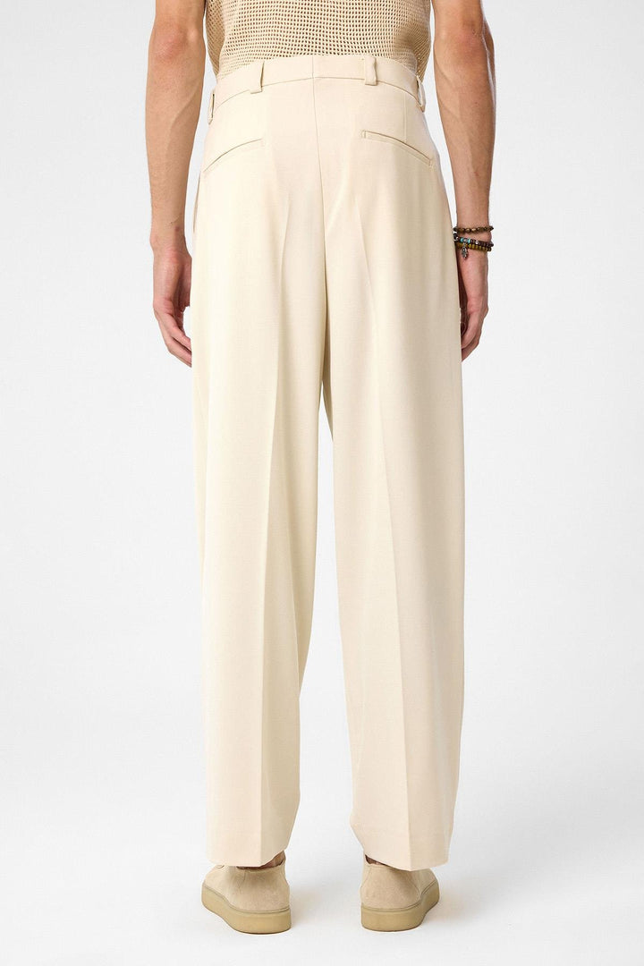 ANT Antioch Ecru High Rise Relax Fit Pleated Men's Pants - Diamond Bar