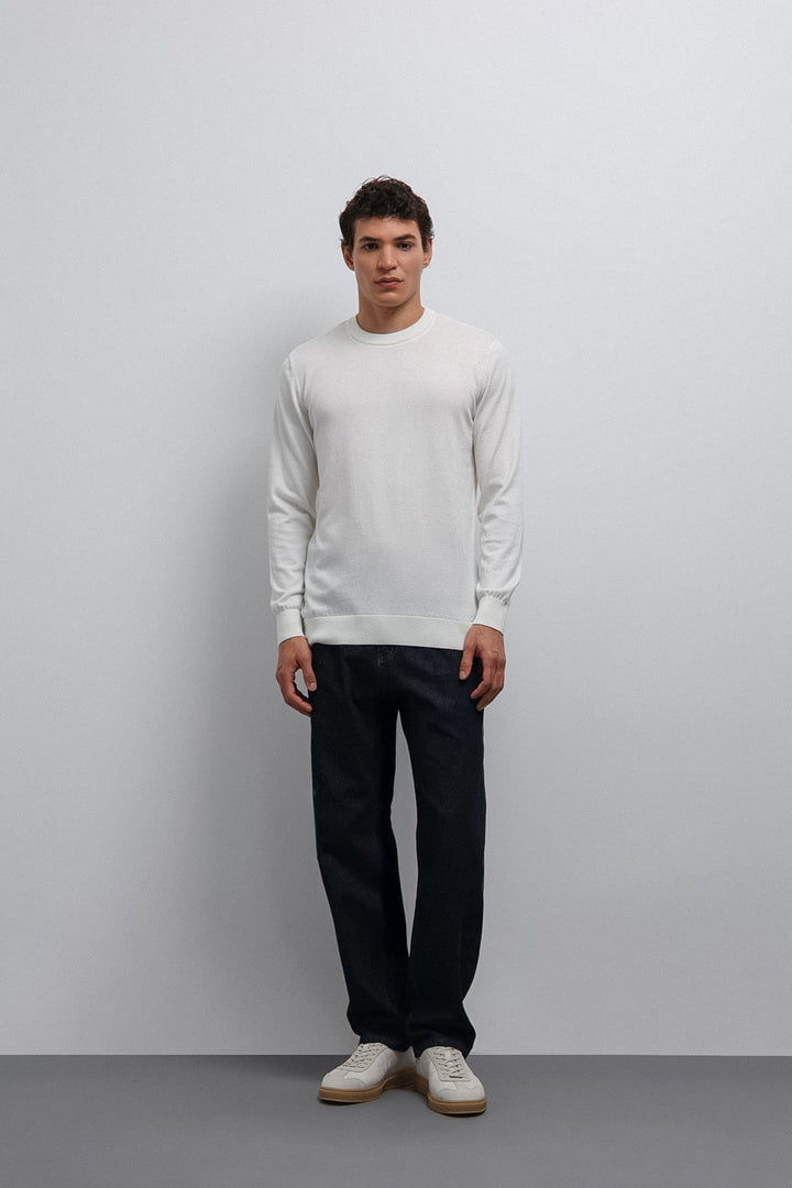 ANT Antioch Ecru Soft Textured Basic Men's Sweater - Jefferson City