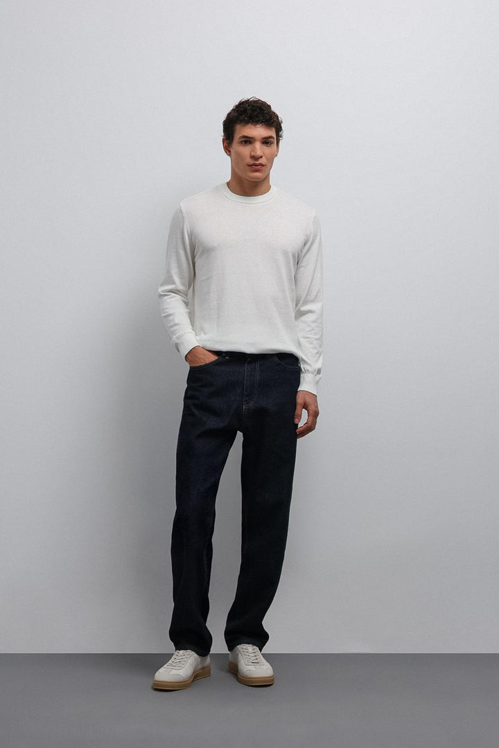 ANT Antioch Ecru Soft Textured Basic Men's Sweater - Jefferson City