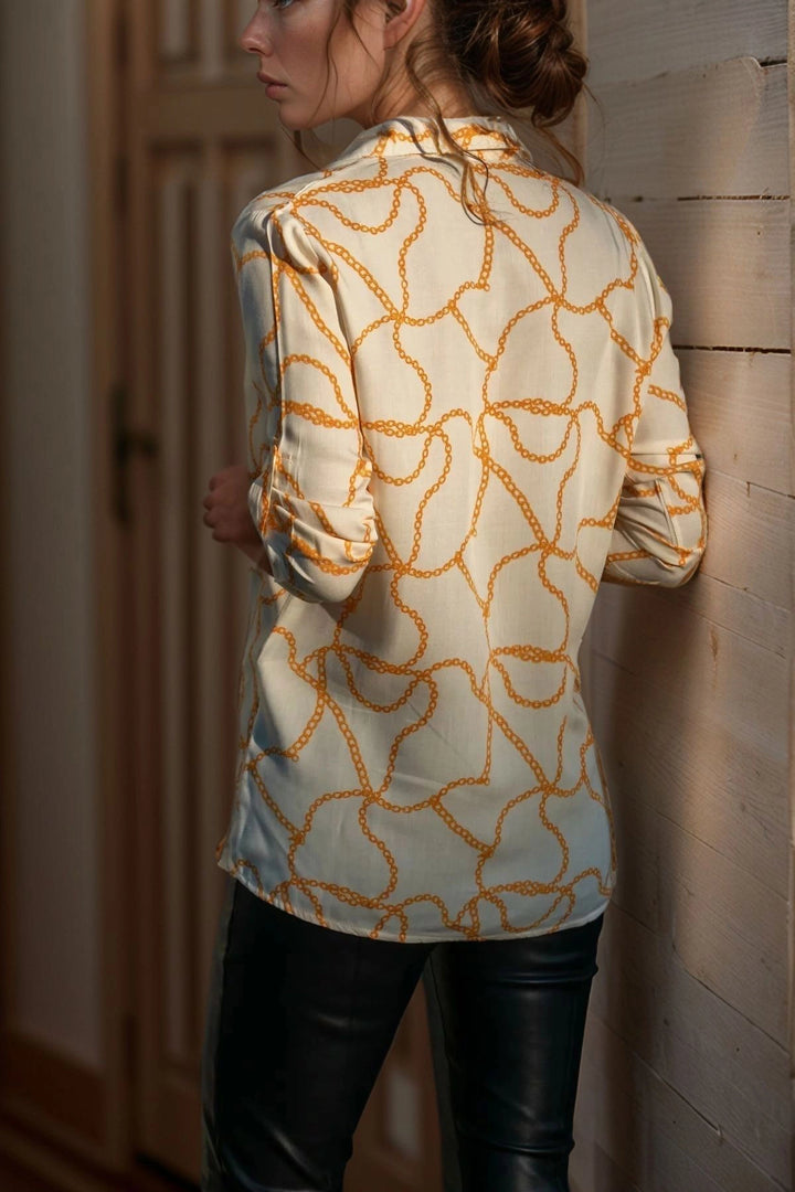 Ecru Chain Patterned Shirt BCBSK-25700-H5032 - Jackson