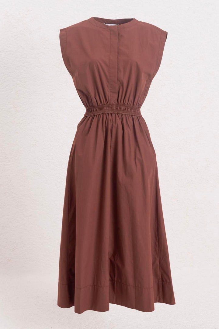BSL Women Poplin Midi Dress with Elastic Waistband - Heroica Matamoros