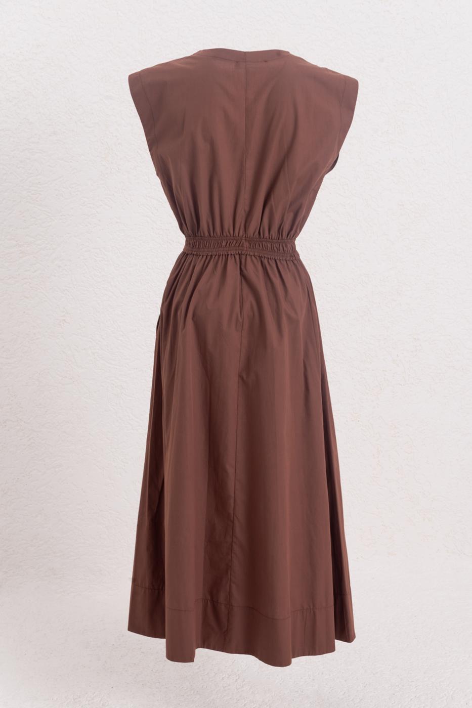 BSL Women Poplin Midi Dress with Elastic Waistband - Heroica Matamoros