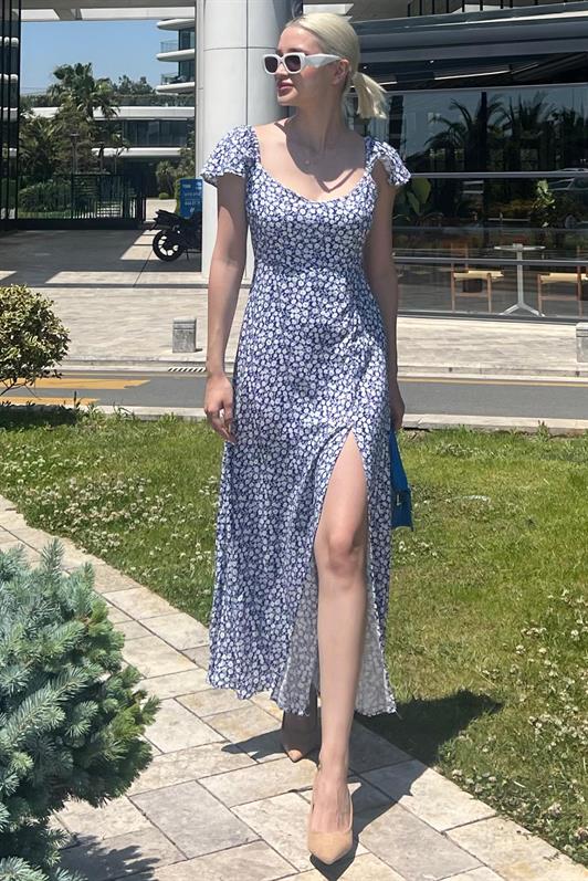 MDX Saks Patterned Slit Long Dress MG2004 - Sarcelles