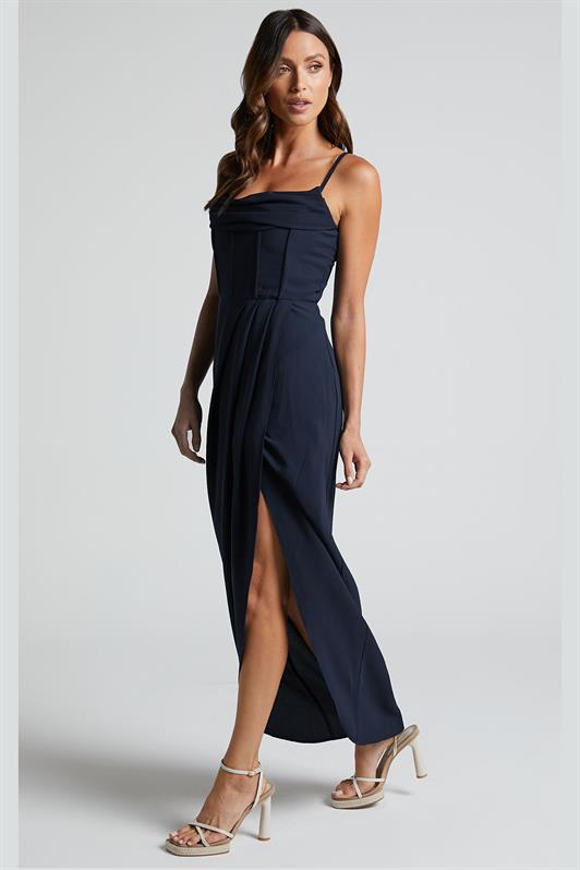 MDX Navy Blue V-neck Sleeveless Dress MG2022 - Mataró