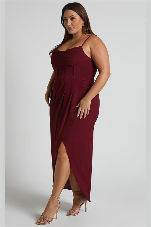 MDX Burgundy V-neck Sleeveless Dress MG2022 - West Orange