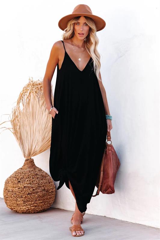 MDX Black Strappy Oversized Long Dress MG2038 - Hendersonville