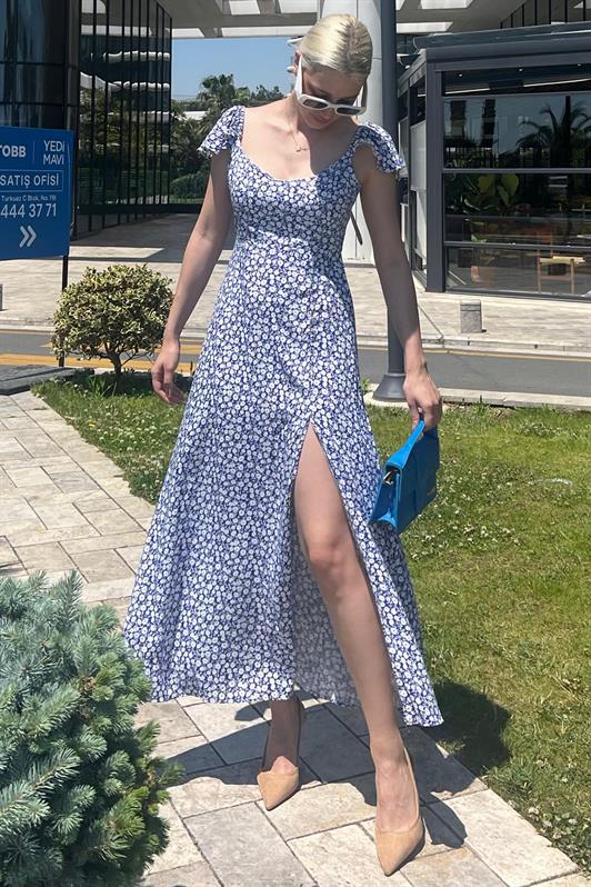 MDX Saks Patterned Slit Long Dress MG2004 - Sarcelles