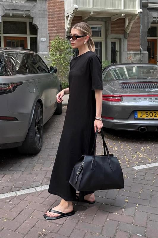 MDX Black Basic Slit Women's Dress Mg2523 - Papantla de Olarte