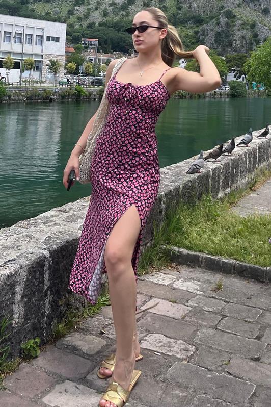 MDX Black Patterned Strappy Long Dress MG2025 - Santa Clara del Cobre