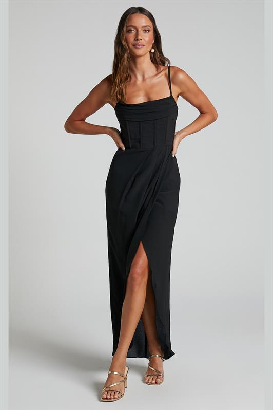 MDX Black Off-Shoulder Strap Dress MG2022 - Guamúchil