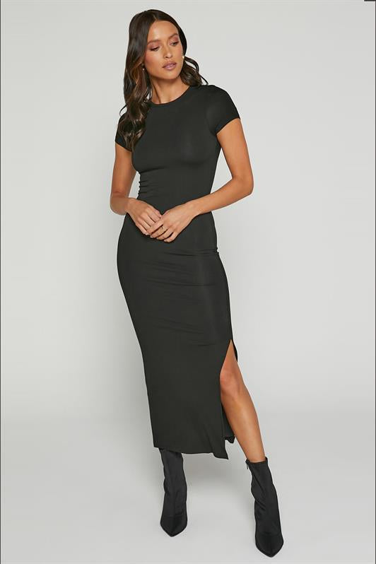 MDX Black Basic Half Fisherman Slit Long Dress MG1989 - Midwest City