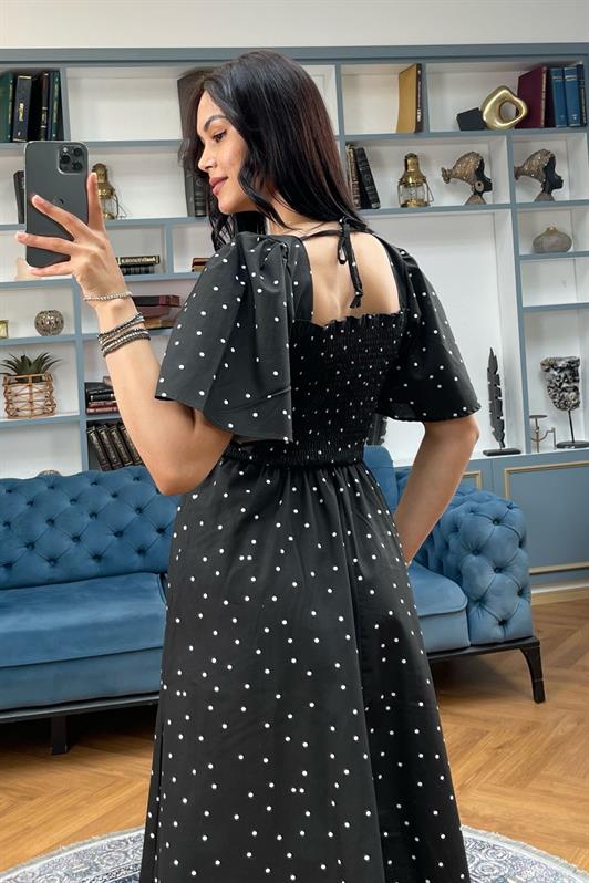 MDX Black Patterned Elastic Waist Midi Dress - MG2101 - Oberhausen