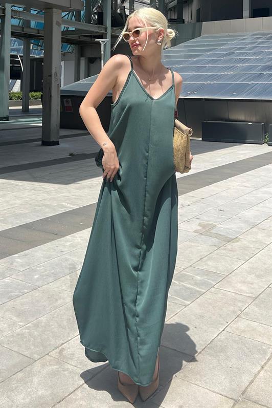 MDX Green Strappy Oversized Long Dress MG2038 - Keller