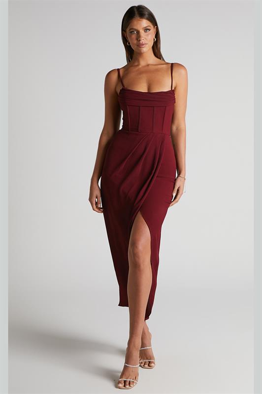 MDX Burgundy V-neck Sleeveless Dress MG2022 - West Orange