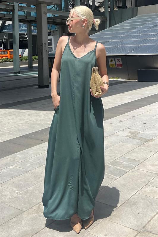 MDX Green Strappy Oversized Long Dress MG2038 - Keller