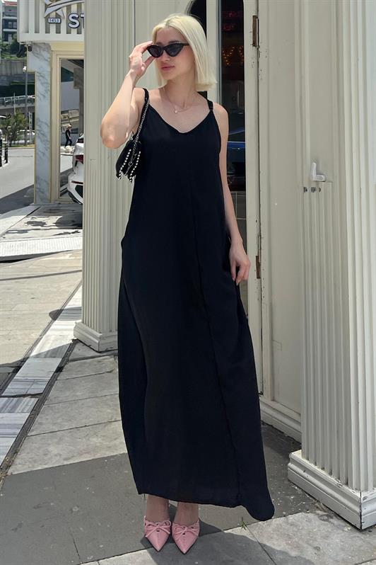 MDX Black Strappy Oversized Long Dress MG2038 - Hendersonville