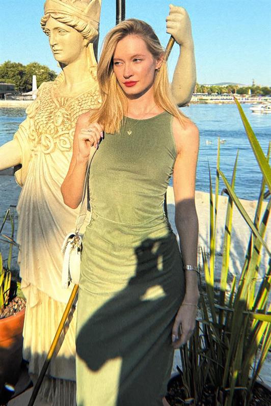 MDX Green Patterned Mesh High Neck Maxi Dress MG2097 - Roseville