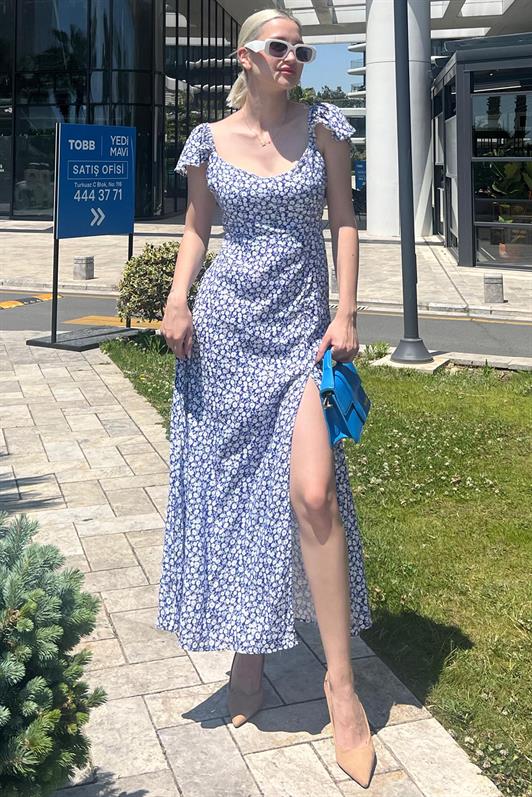MDX Saks Patterned Slit Long Dress MG2004 - Sarcelles