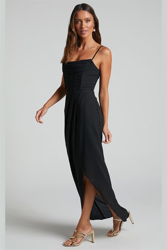 MDX Black Off-Shoulder Strap Dress MG2022 - Guamúchil