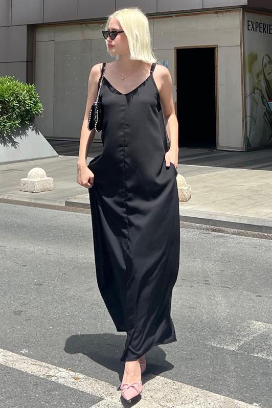 MDX Black Strappy Oversized Long Dress MG2038 - Hendersonville
