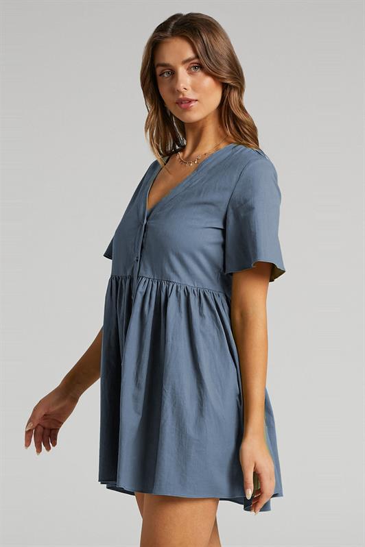 MDX Indigo Buttoned Mini Dress MG1621 - Castelldefels