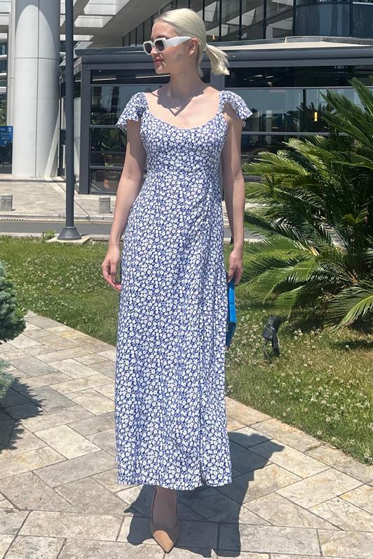 MDX Saks Patterned Slit Long Dress MG2004 - Sarcelles