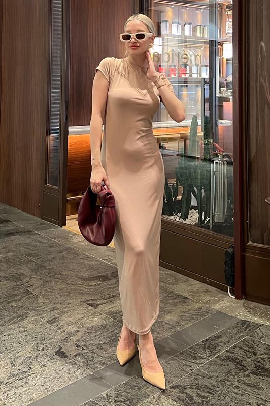 MDX Beige Basic Half Fisherman Long Dress MG1856 - Créteil