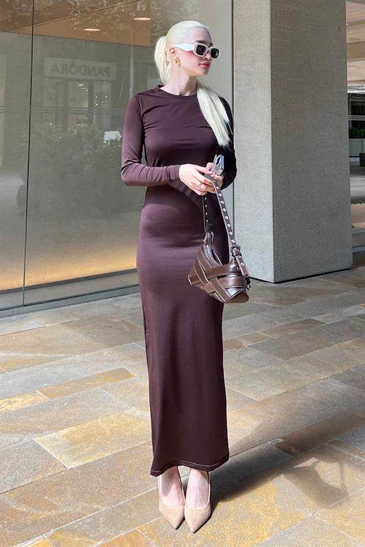 MDX Bitter Coffee Basic Half Fisherman Long Sleeve Dress MG1947 - ’s-Hertogenbosch