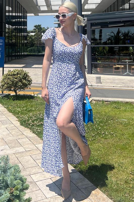 MDX Saks Patterned Slit Long Dress MG2004 - Sarcelles