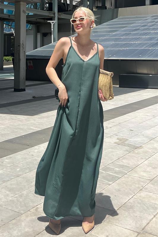 MDX Green Strappy Oversized Long Dress MG2038 - Keller