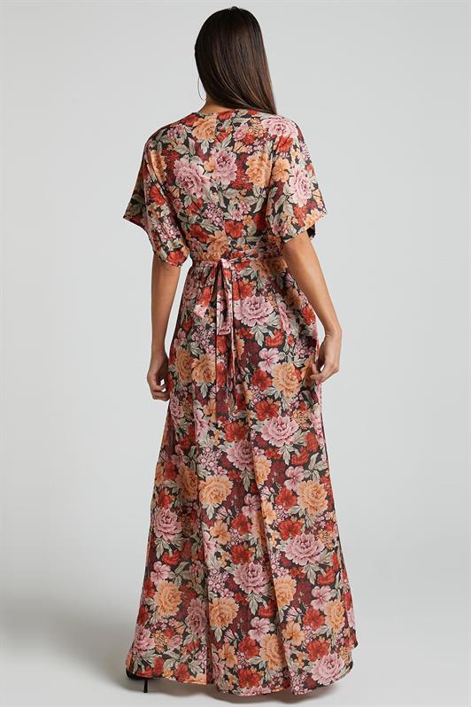 MDX Tile Flower Patterned Slit Detailed Long Dress MG2116 - Hillsborough