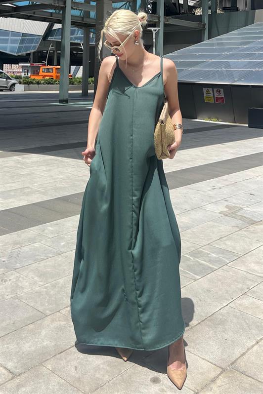 MDX Green Strappy Oversized Long Dress MG2038 - Keller