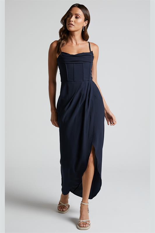 MDX Navy Blue V-neck Sleeveless Dress MG2022 - Mataró