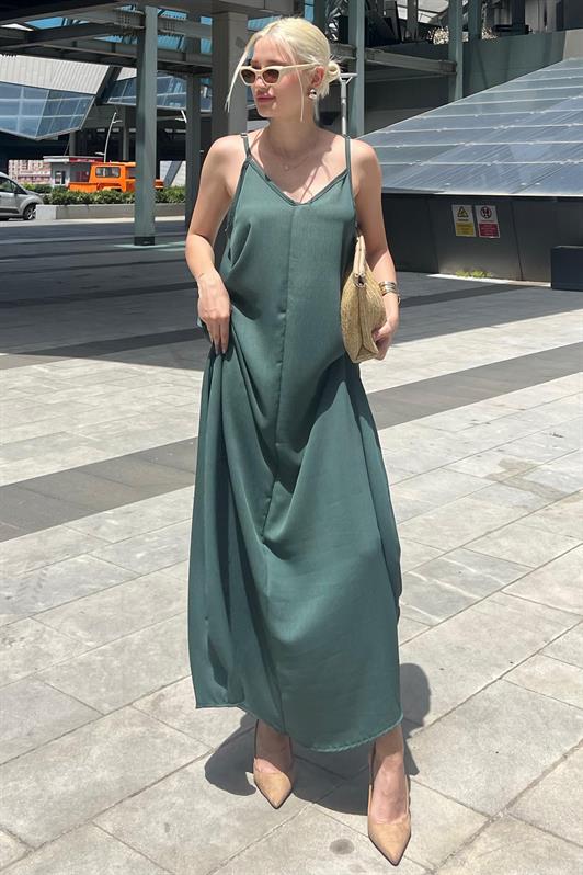 MDX Green Strappy Oversized Long Dress MG2038 - Keller