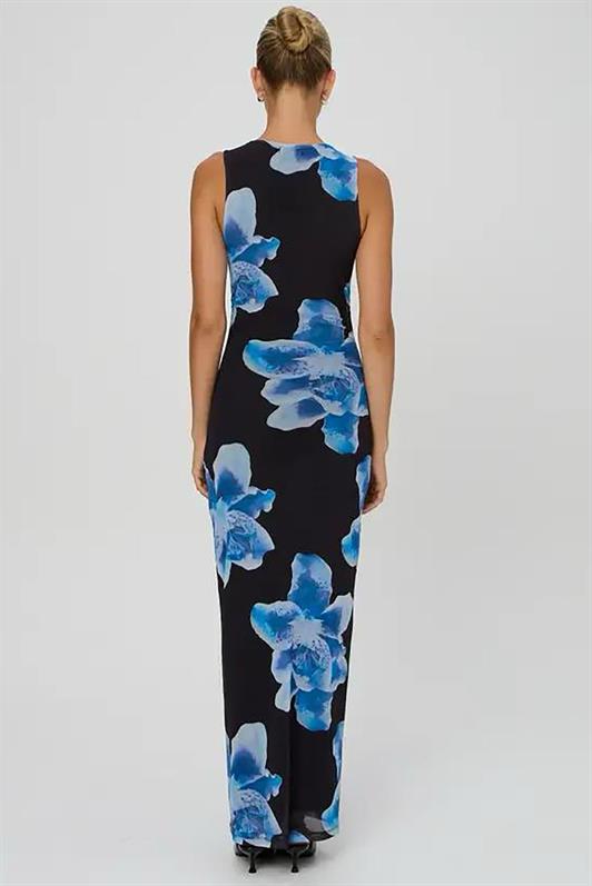 MDX Blue Patterned Mesh High Neck Maxi Dress MG2097 - Bilhorod-Dnistrovskyi
