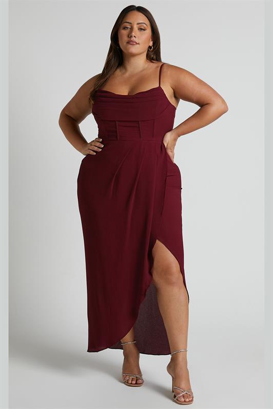 MDX Burgundy V-neck Sleeveless Dress MG2022 - West Orange