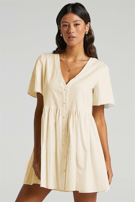 MDX Ecru Buttoned Mini Dress MG1621 - Modugno