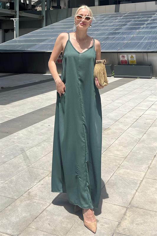 MDX Green Strappy Oversized Long Dress MG2038 - Keller