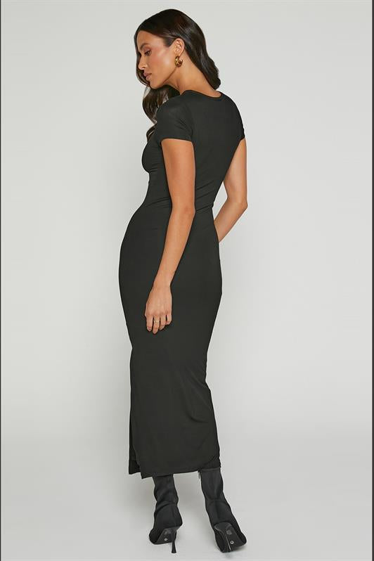MDX Black Basic Half Fisherman Slit Long Dress MG1989 - Midwest City