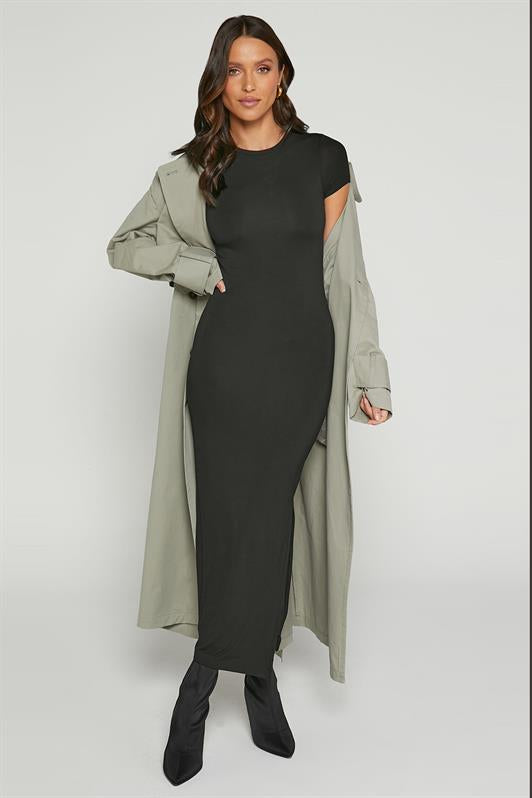 MDX Black Basic Half Fisherman Slit Long Dress MG1989 - Midwest City