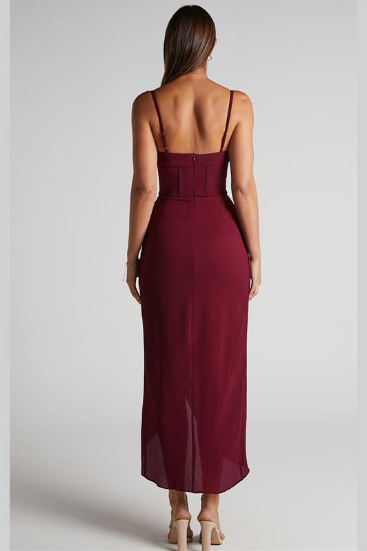 MDX Burgundy V-neck Sleeveless Dress MG2022 - West Orange