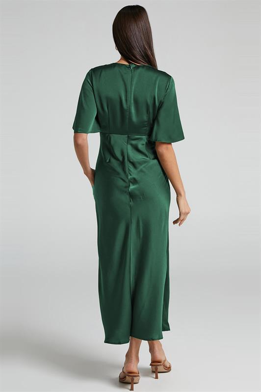 MDX Green Midi Short Sleeve Satin Dress MG2013 - Inca