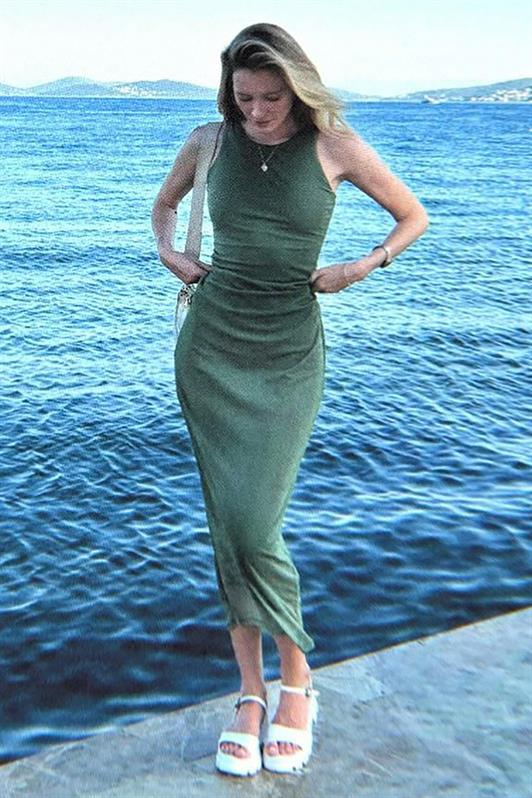MDX Green Patterned Mesh High Neck Maxi Dress MG2097 - Roseville