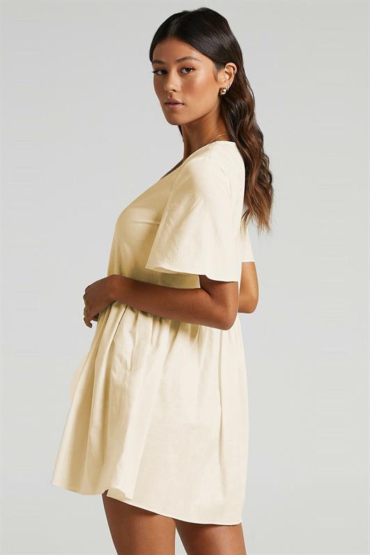 MDX Ecru Buttoned Mini Dress MG1621 - Modugno