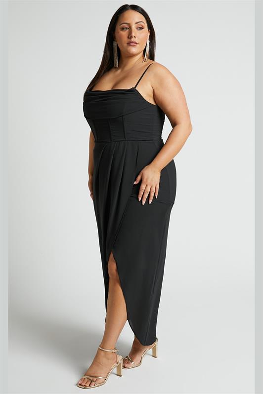 MDX Black Off-Shoulder Strap Dress MG2022 - Guamúchil