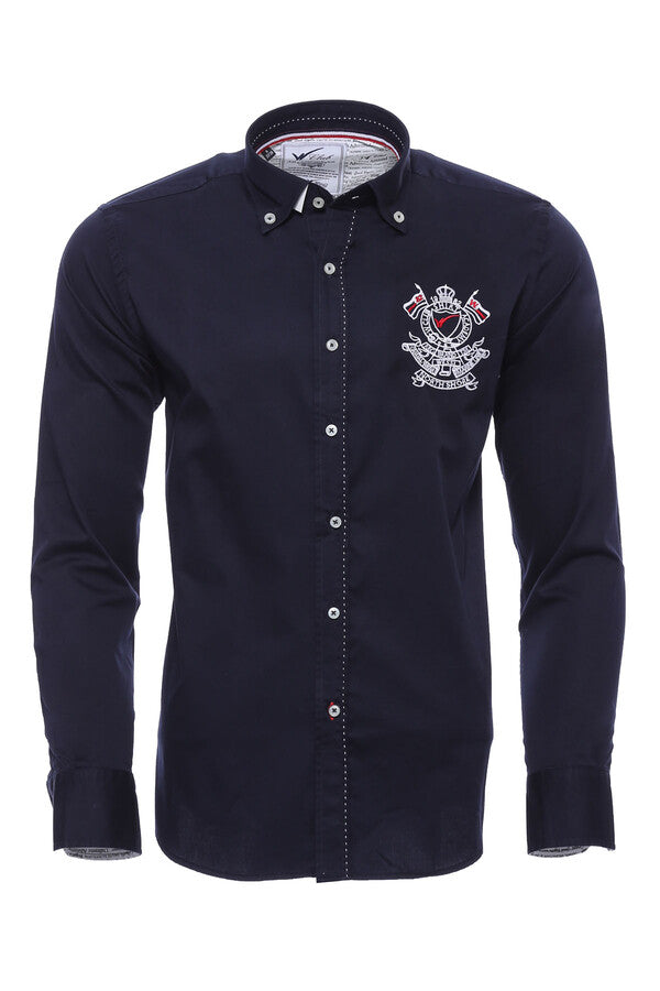 WSS Emblemed Long Sleeve Navy Blue Shirt  - Moncada