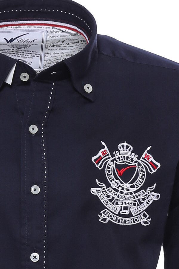 WSS Emblemed Long Sleeve Navy Blue Shirt  - Moncada
