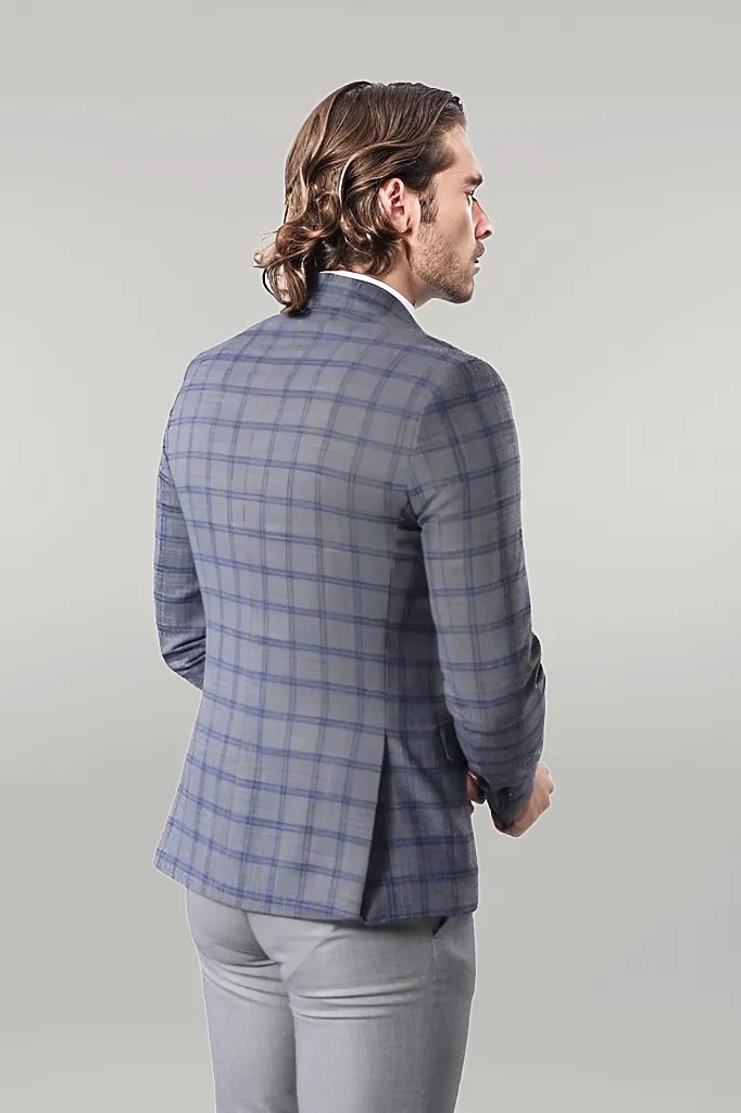 WSS Checked Grey Men's Blazer  - Singen