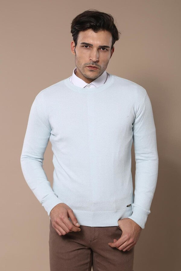 WSS Circle Collar Ice Blue Sweater  - Plainfield