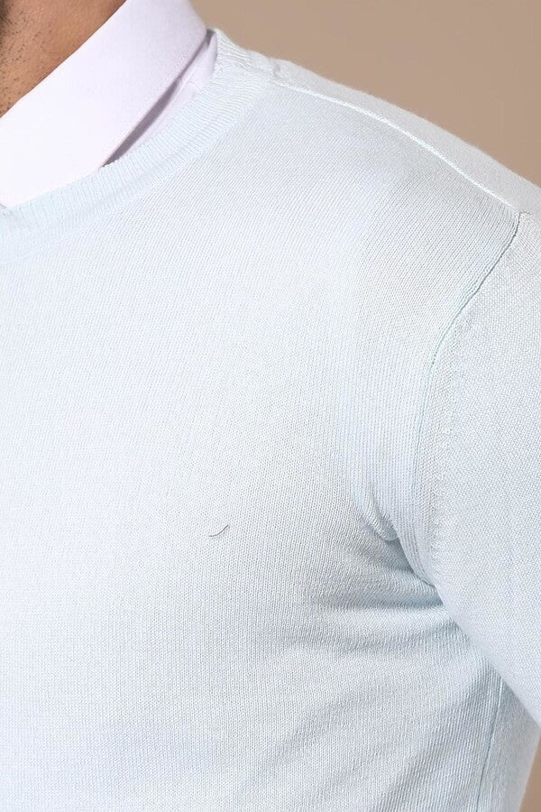 WSS Circle Collar Ice Blue Sweater  - Plainfield